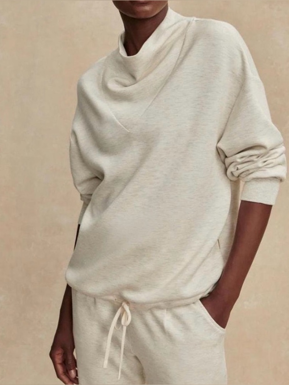 EUC Varley Betsy Sweat Doublesoft Sweatshirt in Ivory Marl size XS